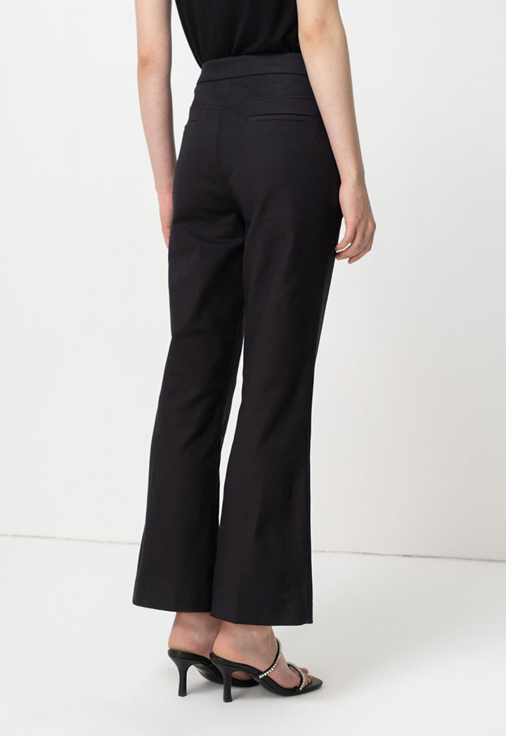 Choice Single Tone Straight Legs Pintuck Trousers Black