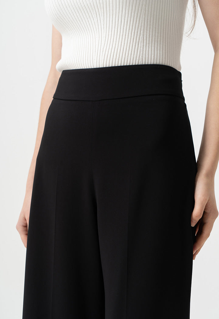 Choice Solid High-Waist Trousers Black