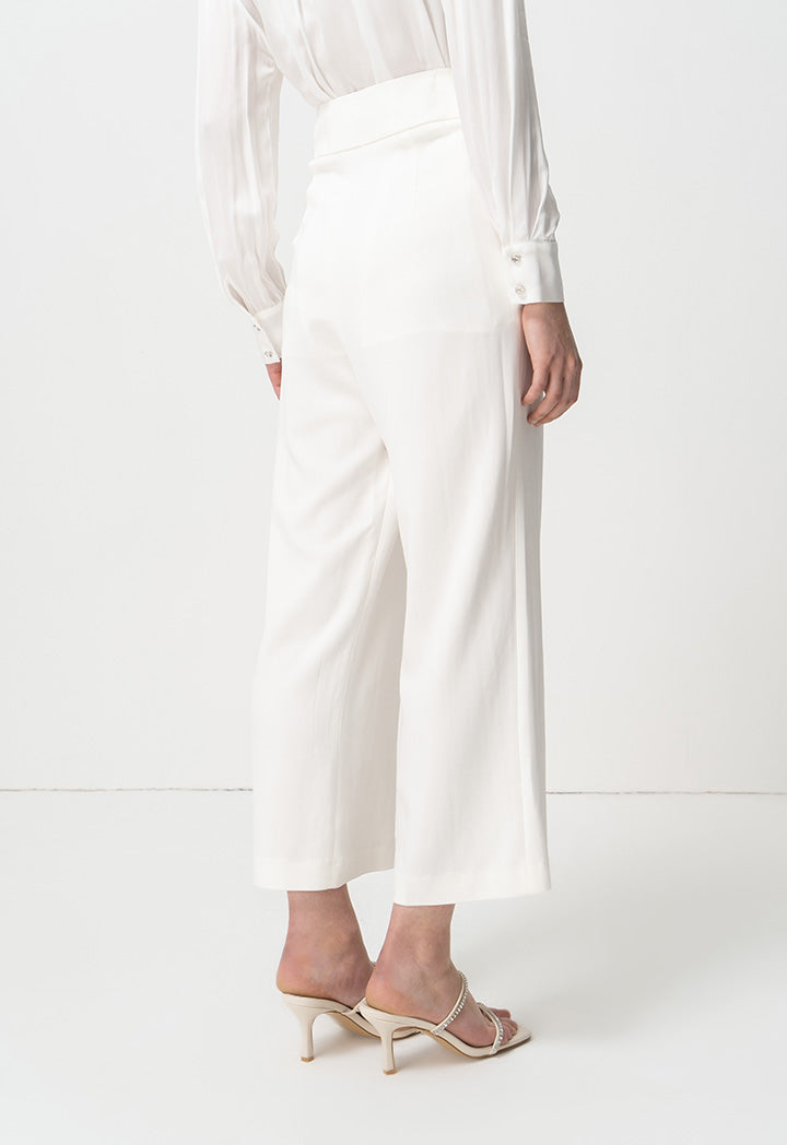 Choice Solid High-Waist Trousers Off White