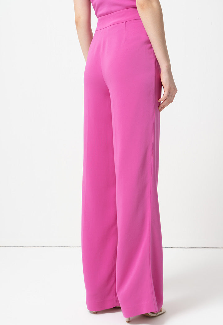 Choice Solid High-Waist Trousers Fushia