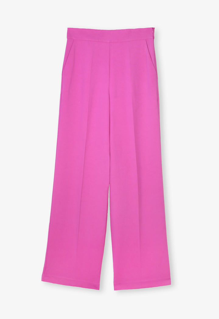 Choice Solid High-Waist Trousers Fushia