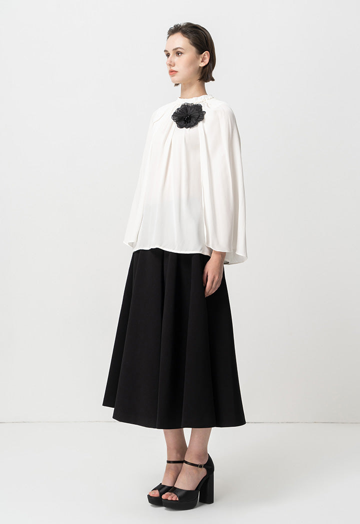 Choice Solid Cape Sleeve Blouse Offwhite