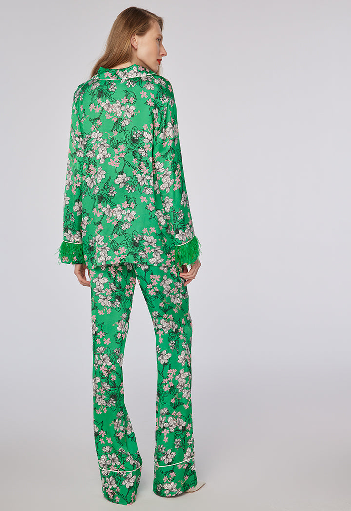 Choice Chintz Floral Printed Shirt Green Print