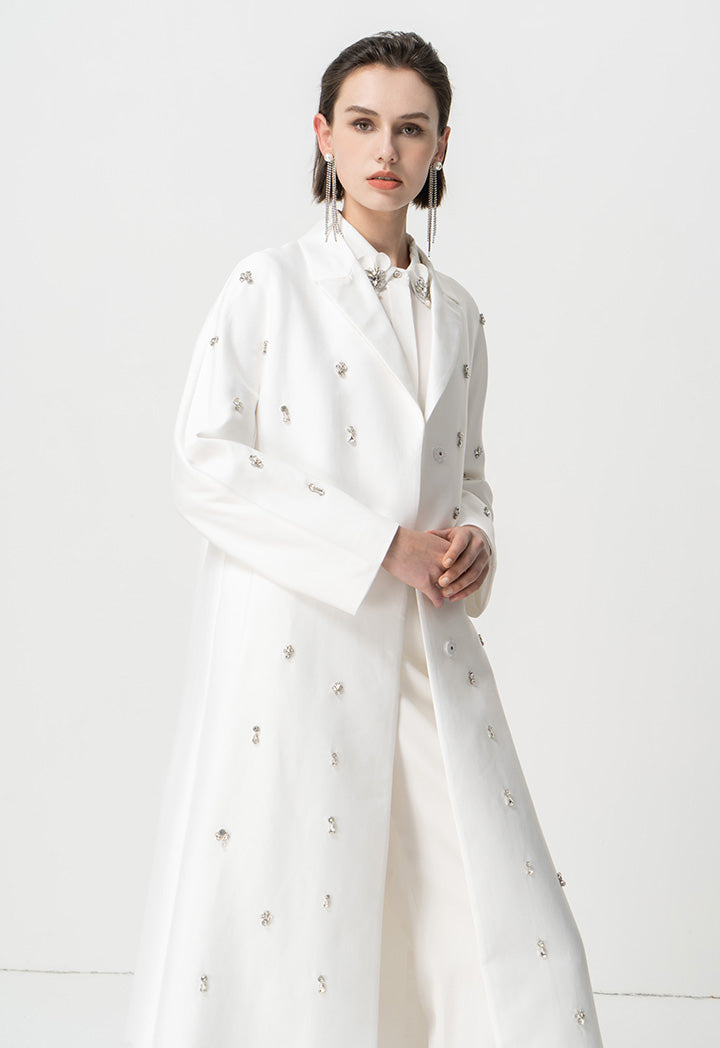 Choice Solid Outerwear With Embellished Detail Offwhite