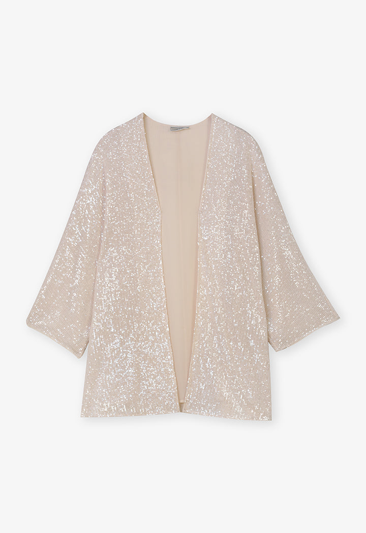 Choice Kimono Sleeves Sequins Cardigan Sand Beige