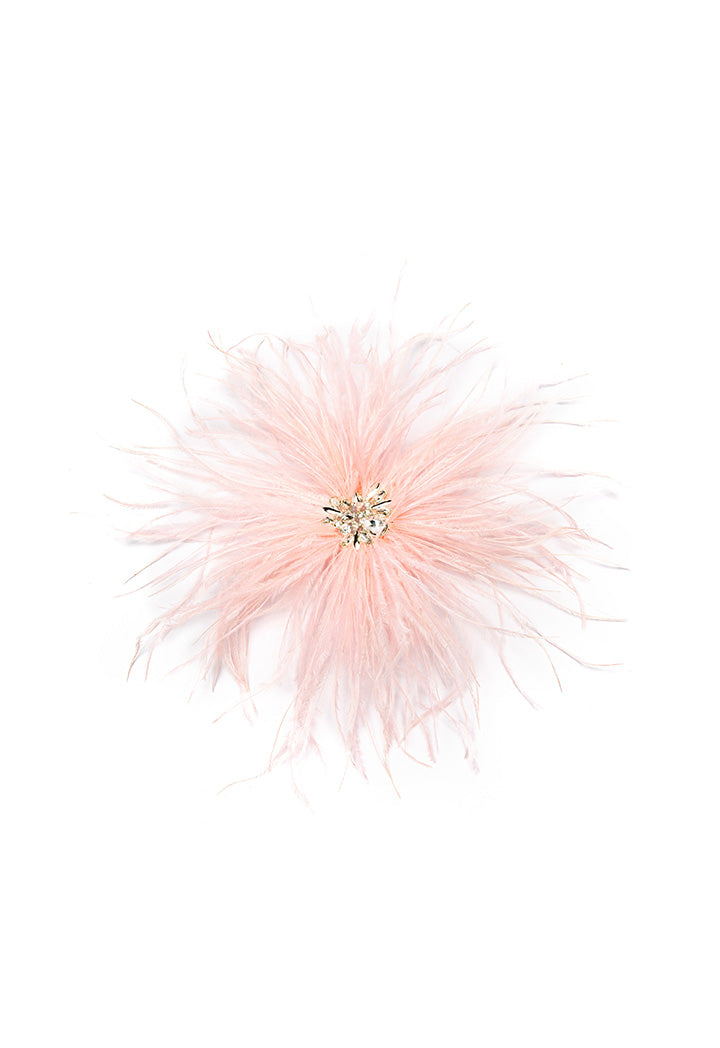 Choice Solid Feather Crystal Stud Clip  Pink