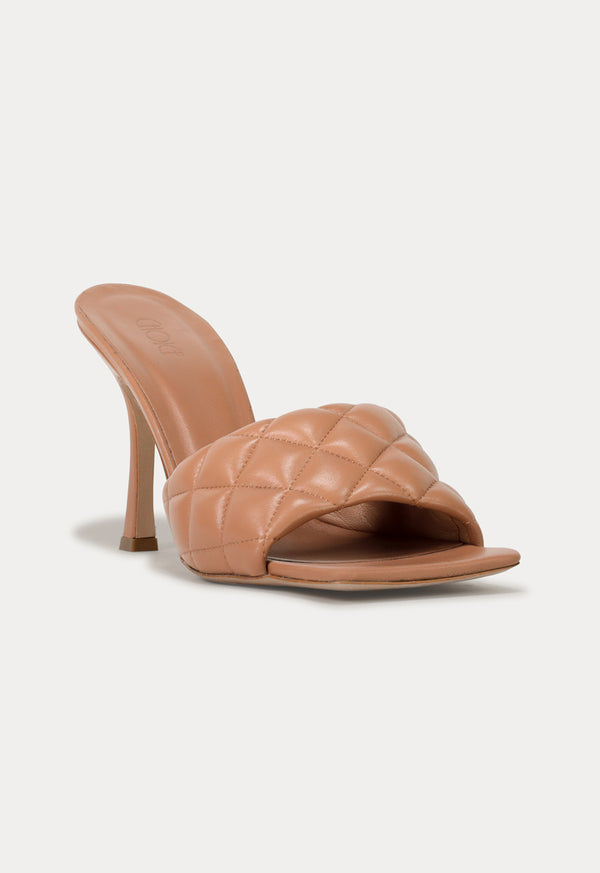 Choice Squared Toe Quilted Mules Nude - Wardrobe Fashion