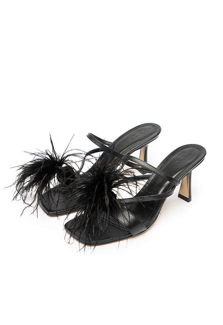 Choice Feather Dot Slides Sandals Black