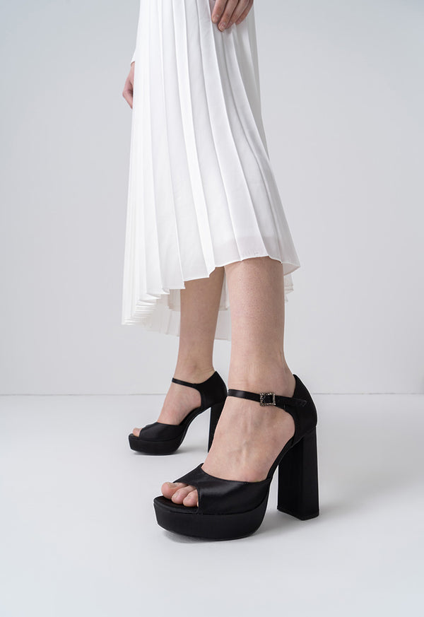 Choice Iconic Open Toe Platform Heels Black