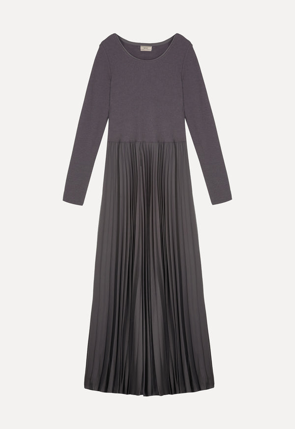 Choice Basics Long Sleeves Pleated Dress Anthracite