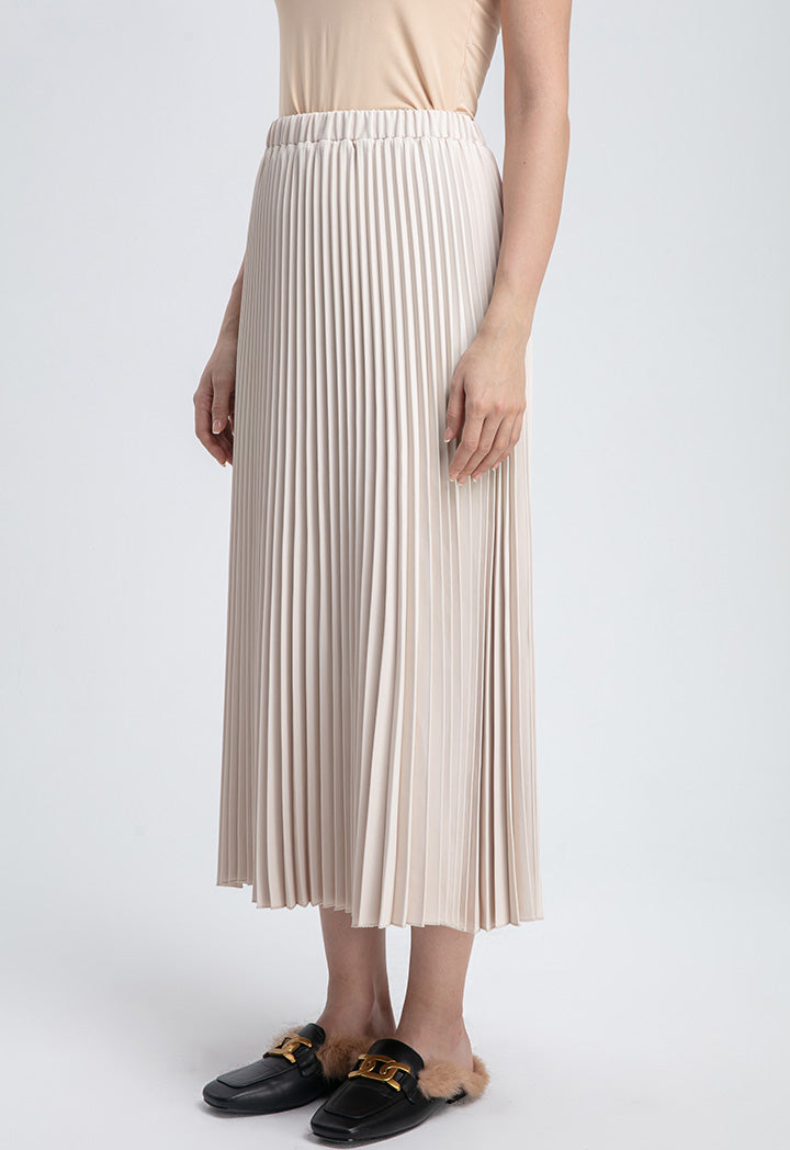 Choice Basics Solid Accordion Pleat Skirt Beige