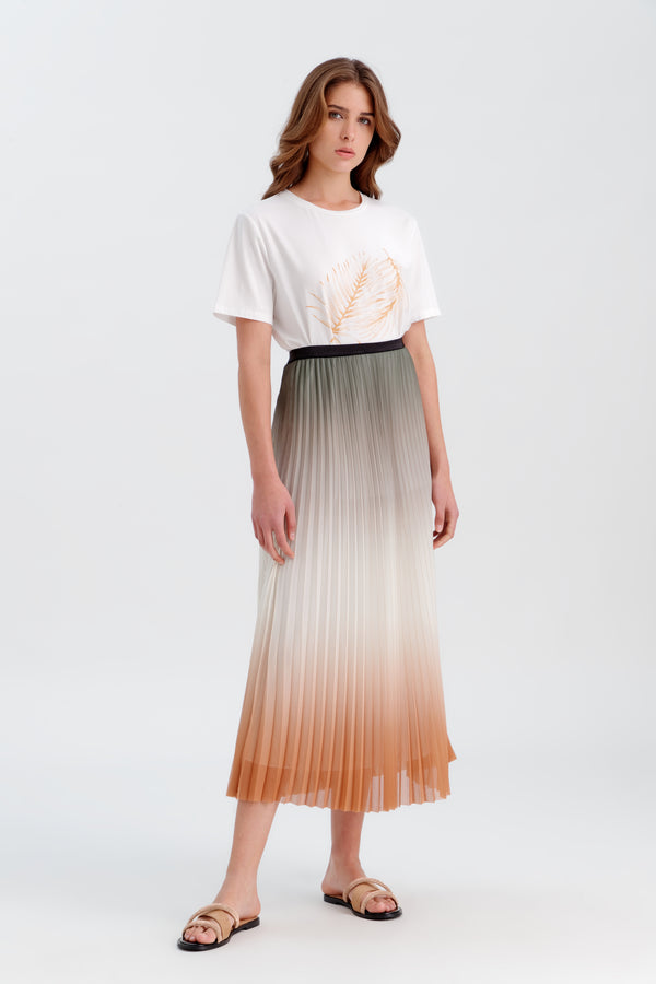 Choice Pleated Ombre Classic Skirt Caramel