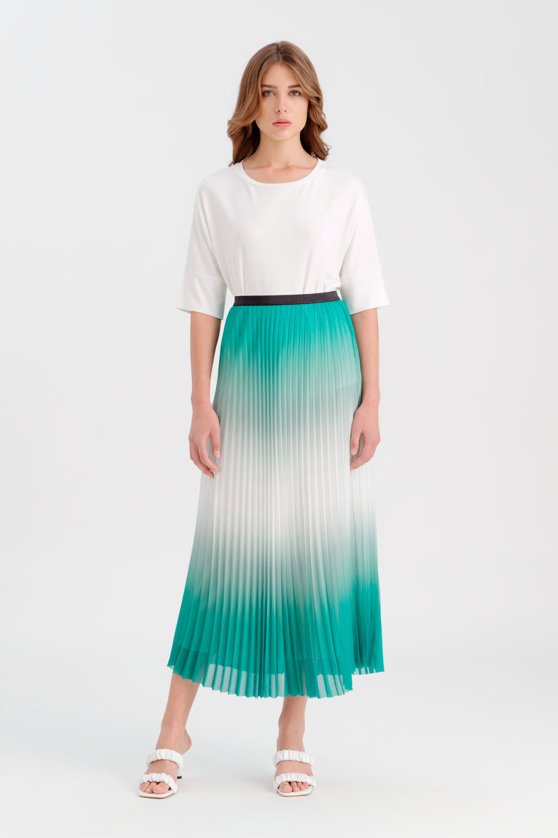 Choice Pleated Ombre Classic Skirt Green