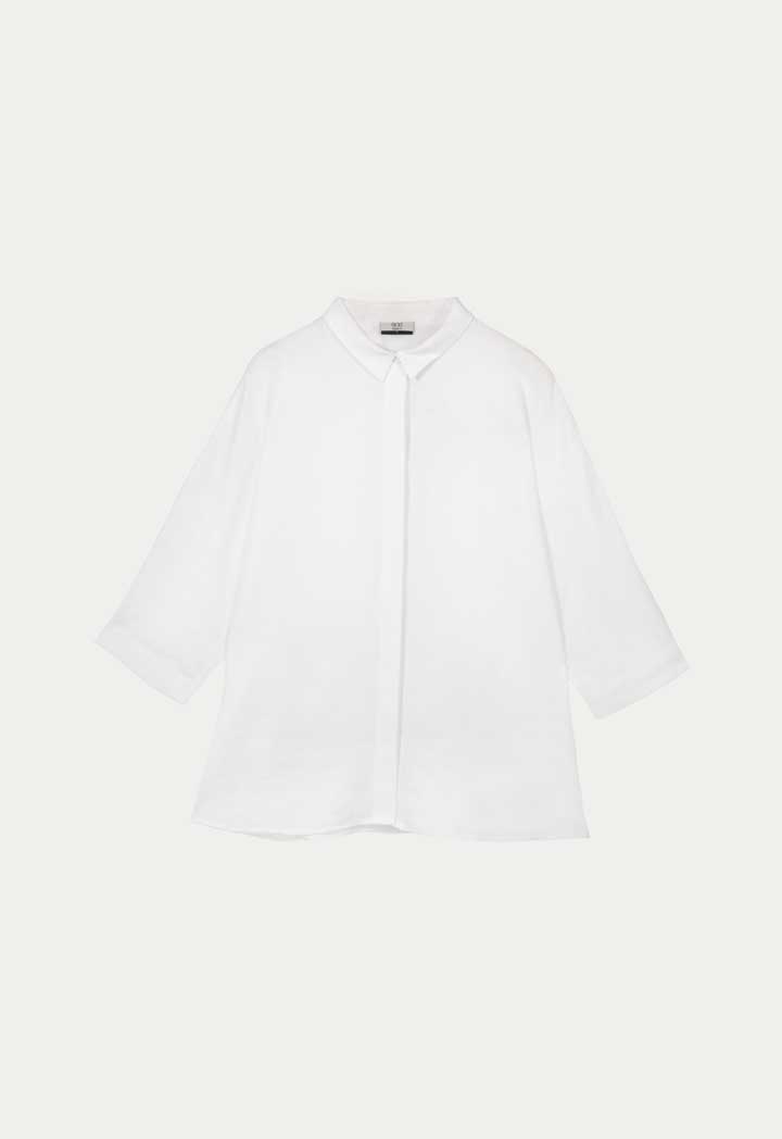 Choice Collared Concealed Buttons Oversized Shirt Off White