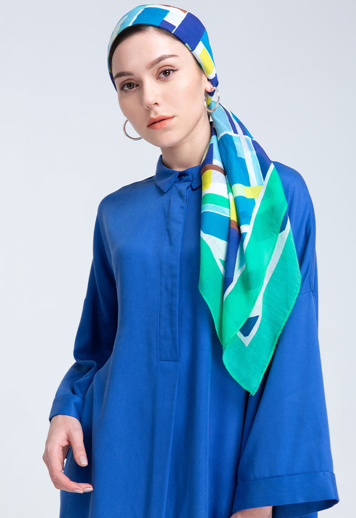 Choice Drop Shoulder Jersey Long Dress Cobalt