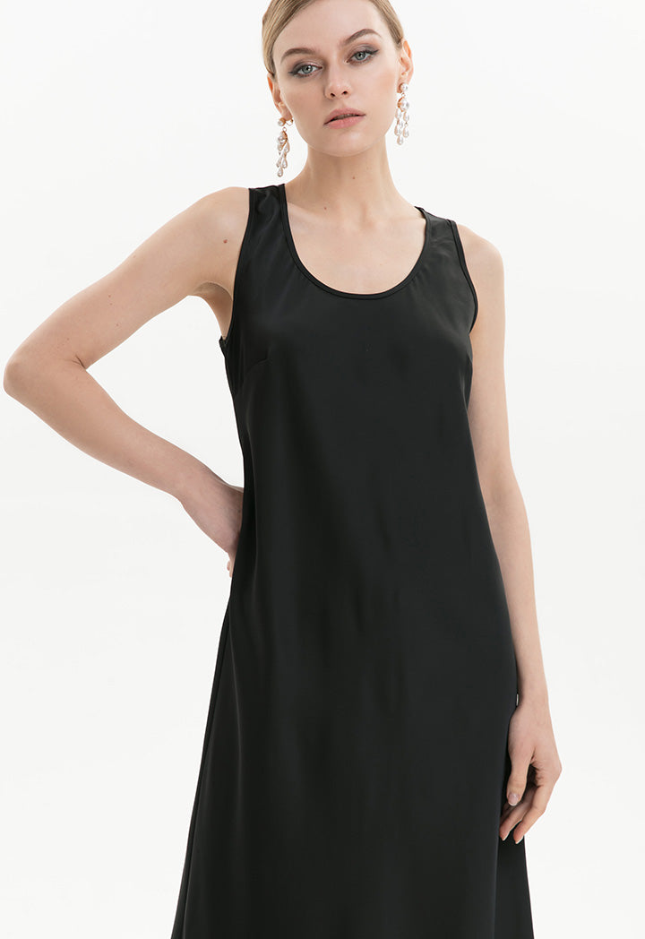 Choice Solid Sleeveless Dress Black