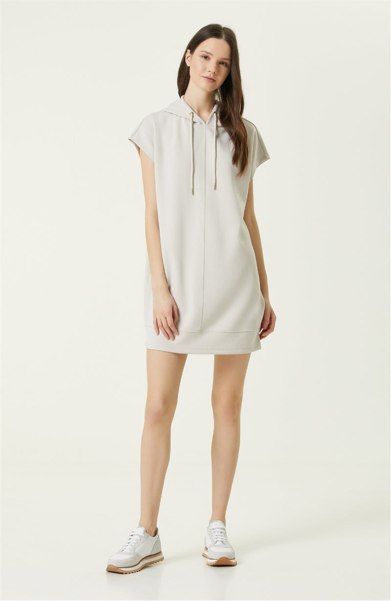 Network Hooded Mini Dress Beige