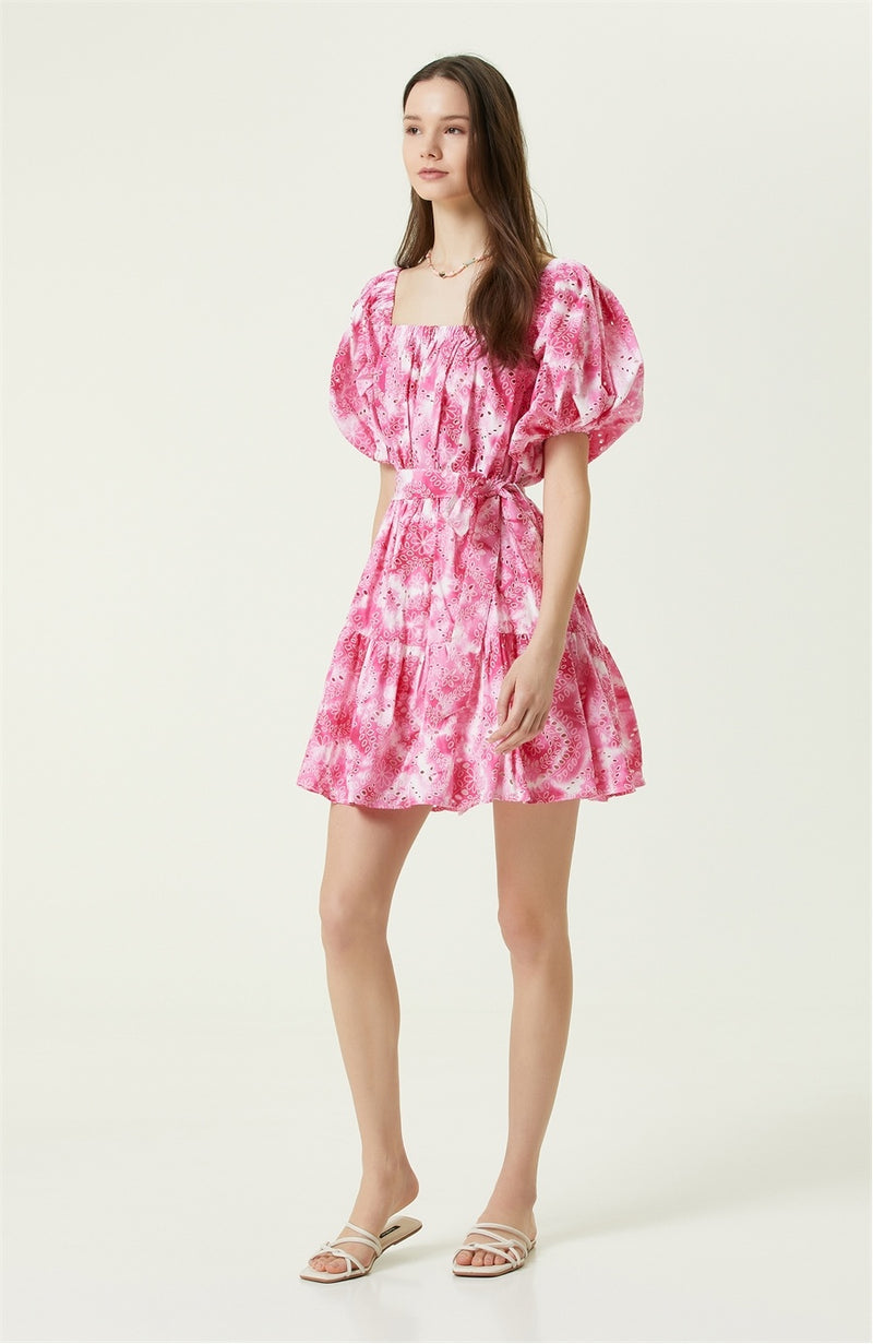 Network Guipure Midi Dress Pink