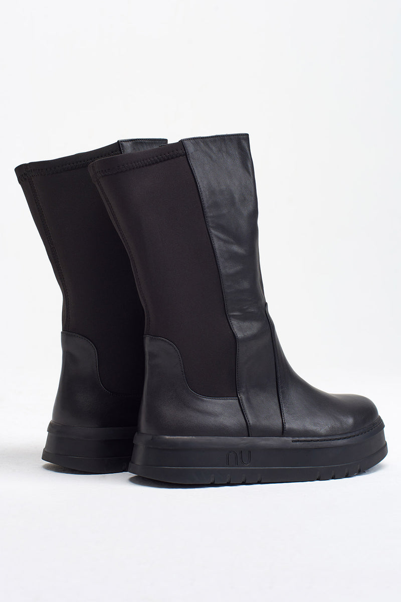 Nu Pu Leather Boots Black