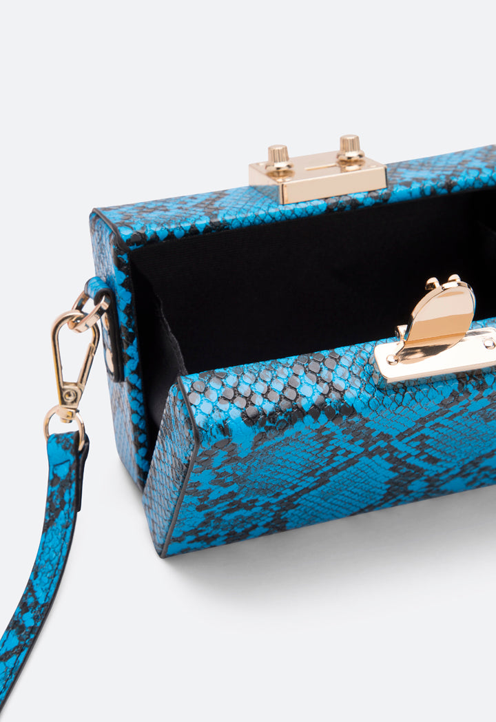 Choice Snake Skin Pattern Clutch Bag Blue - Wardrobe Fashion