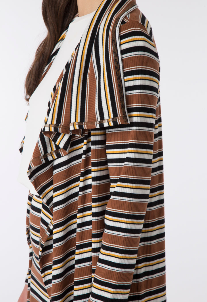 Choice Drape Collar Ribbed Outerwear Multicolor