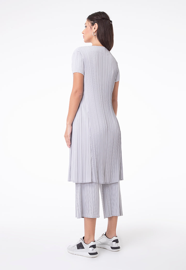 Choice Electric Pleated Casual Dress Grey