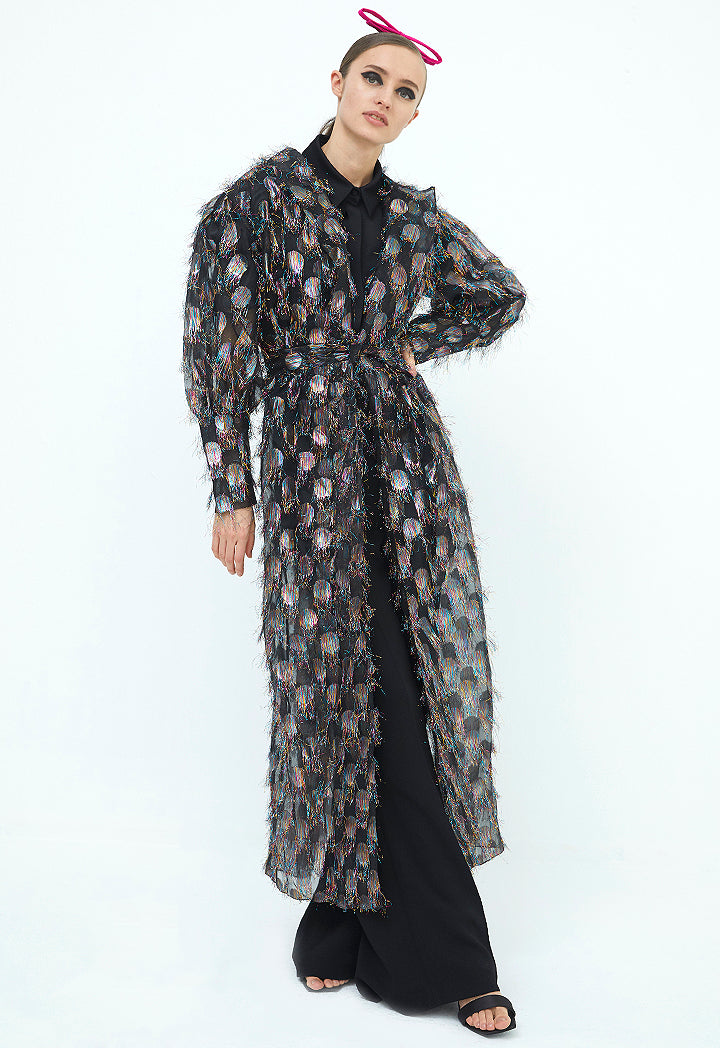 Choice Black Jacquard Kimono Black - Wardrobe Fashion