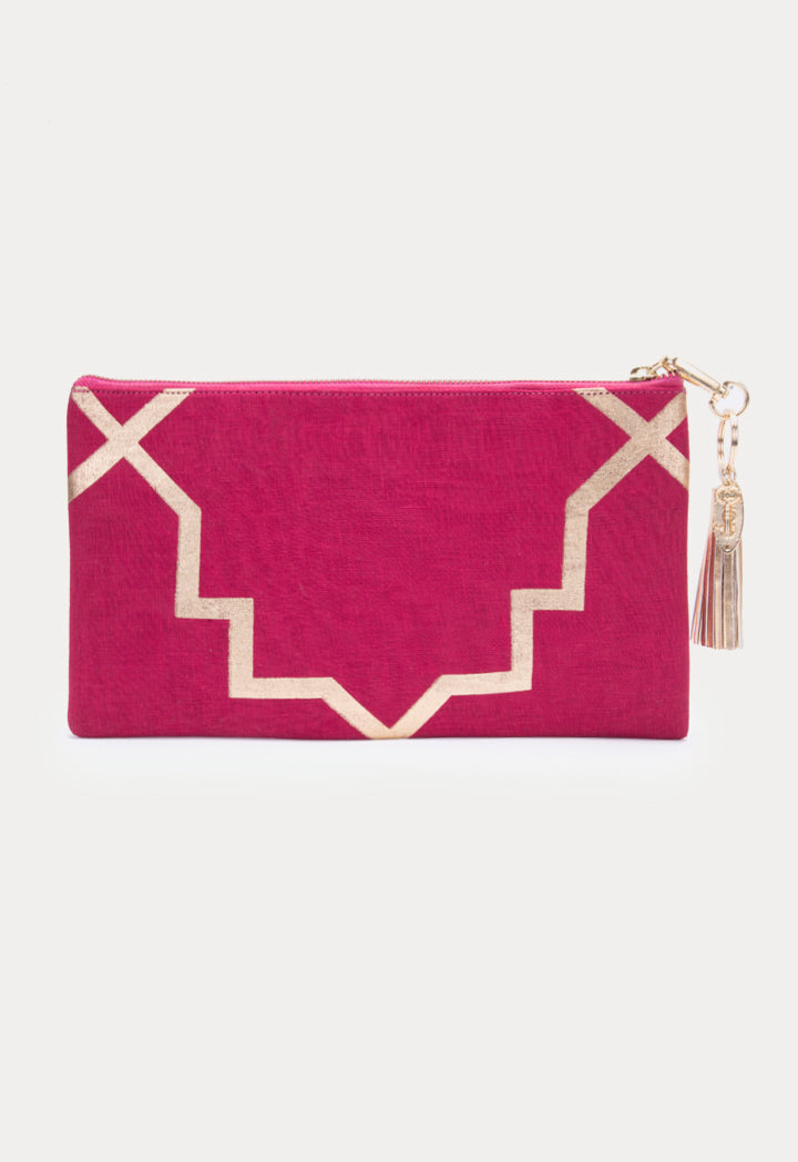 Choice Contrast Geometric Print Pouch Bag Fuchsia - Wardrobe Fashion