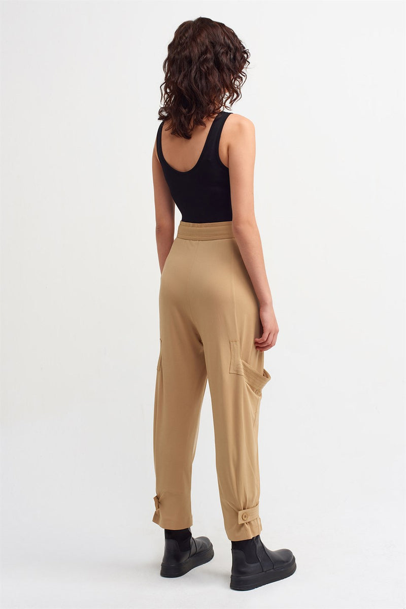 Nu High Waist Pocket Detail Trouser Beige