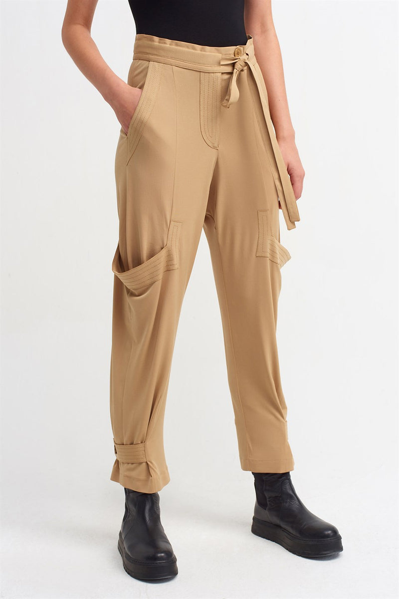 Nu High Waist Pocket Detail Trouser Beige