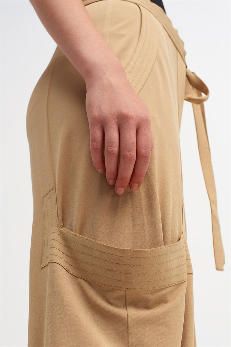 Nu High Waist Pocket Detail Trouser Beige