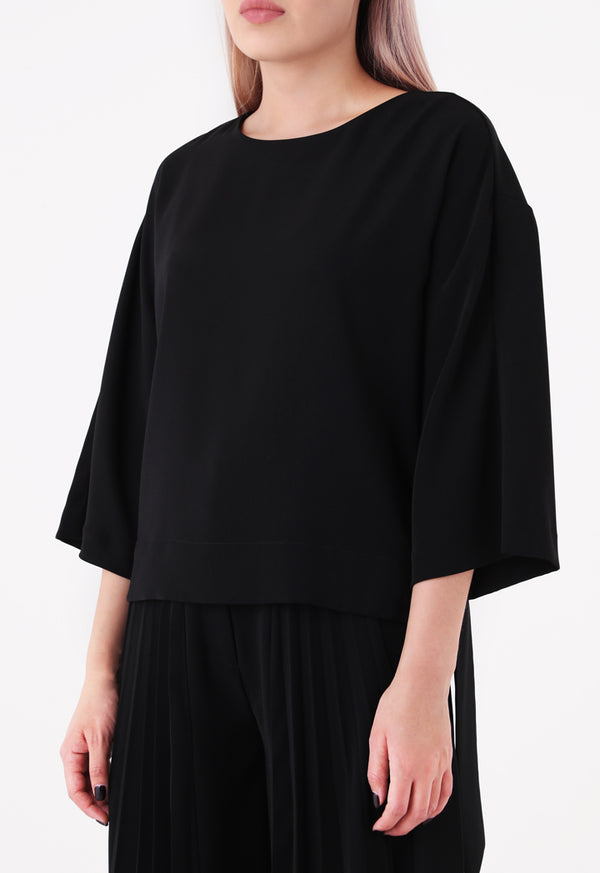 Choice Side Tie Hem Blouse Black