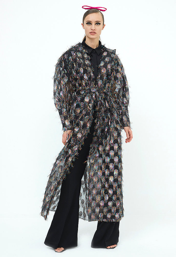 Choice Black Jacquard Kimono Black - Wardrobe Fashion