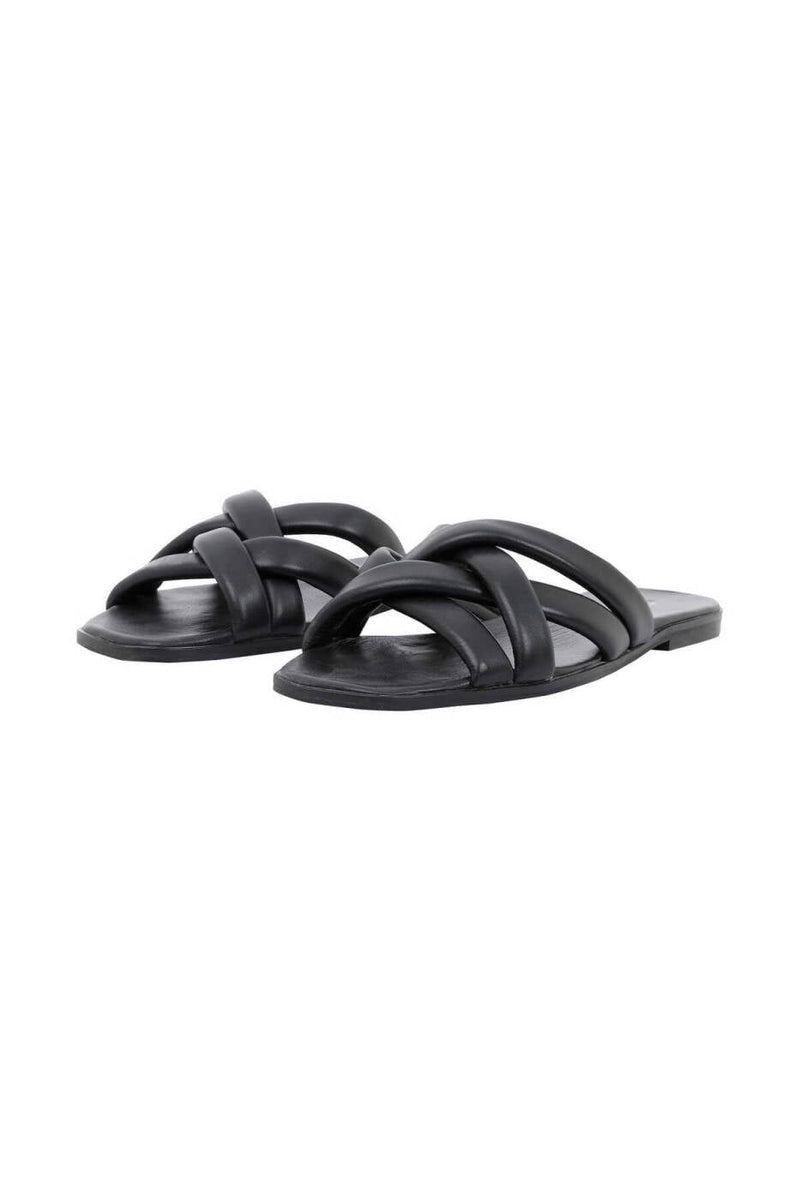 Roman Criss-Cross Strappy Slippers Black