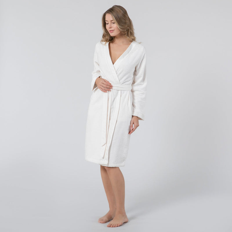 Chakra Bamboo Floss Women Bathrobe Ecru