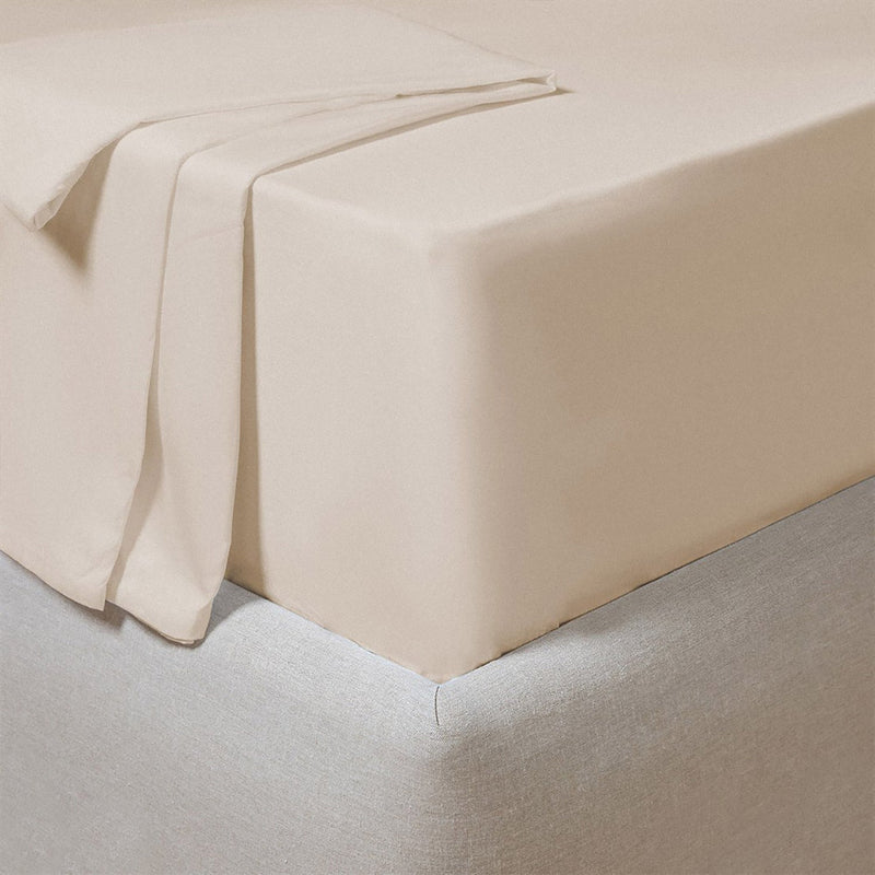 Chakra Bamboo Classic Fitted Sheet Que 180X200Cm Sand Beige