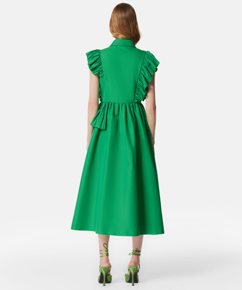 Machka Solid Ruffle-Effect Midi Dress Green