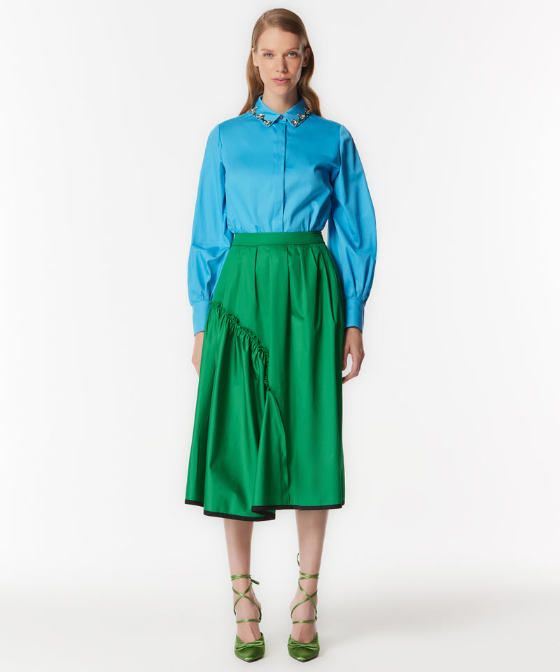 Machka Embellished Collar Solid Shirt Blue