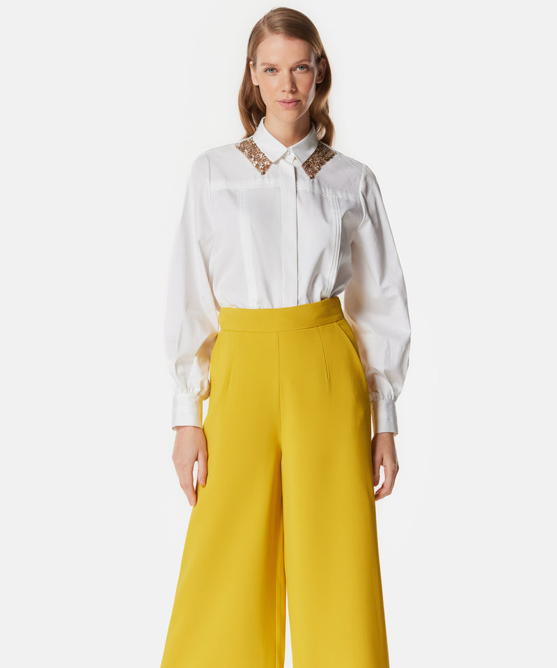 Machka Solid Wide Leg Trousers Dark Yellow