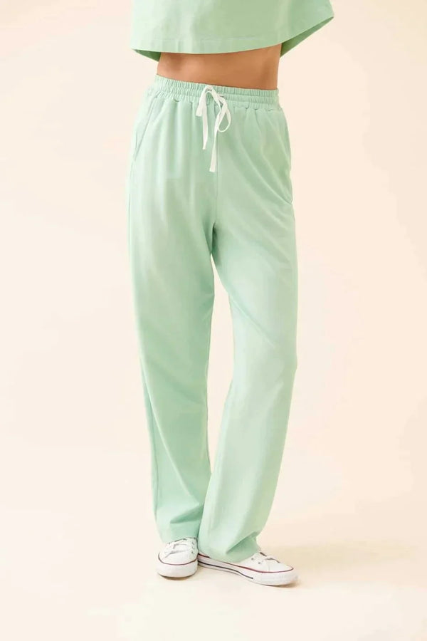 Roman Solid Straight Leg Trousers Green