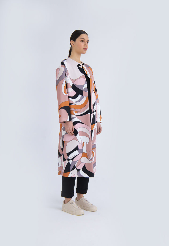 Choice Open Front Printed Neoprene Outerwear Multi Color