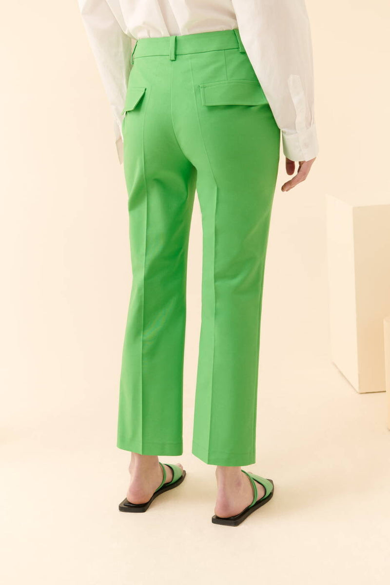 Roman Solid Straight Cut Trousers Green