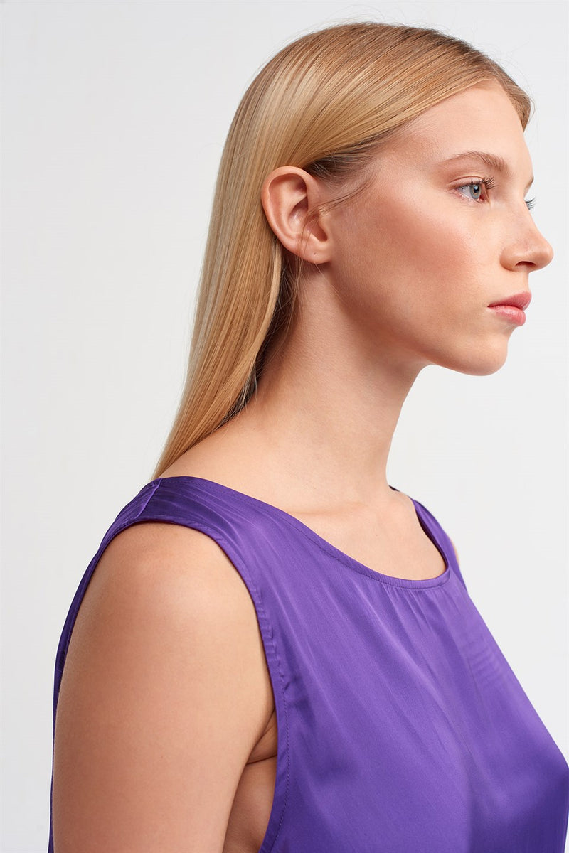 Nu  Sleeveless Satin Blouse Royal Purple