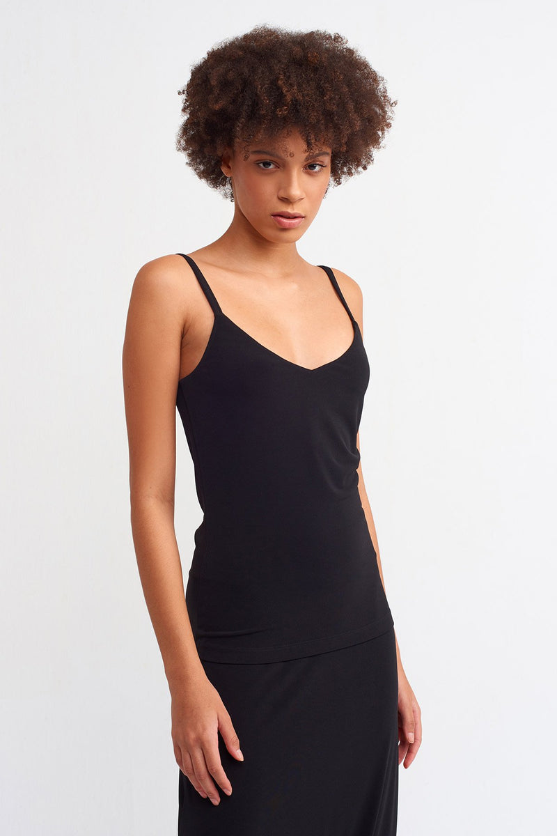 NU  Basic Thin Strap Top Black