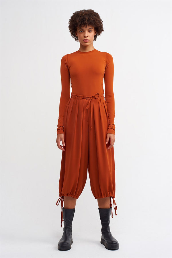 Nu Tie Detail Culotte Trouser Terra Cotta