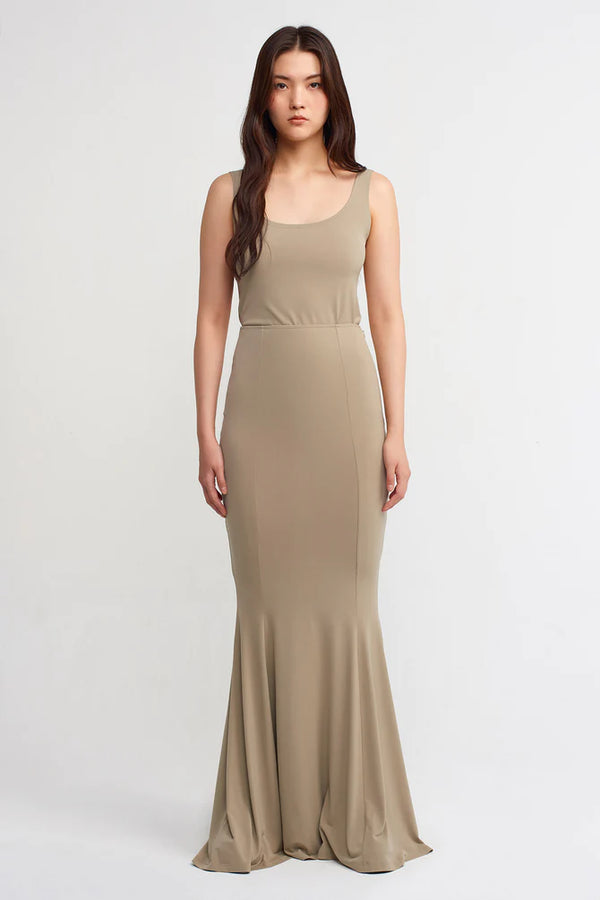 NU Solid Maxi Mermaid Skirt Bronze