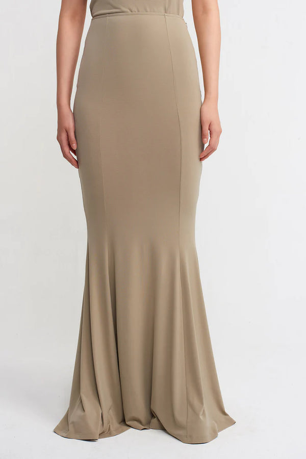 NU Solid Maxi Mermaid Skirt Bronze