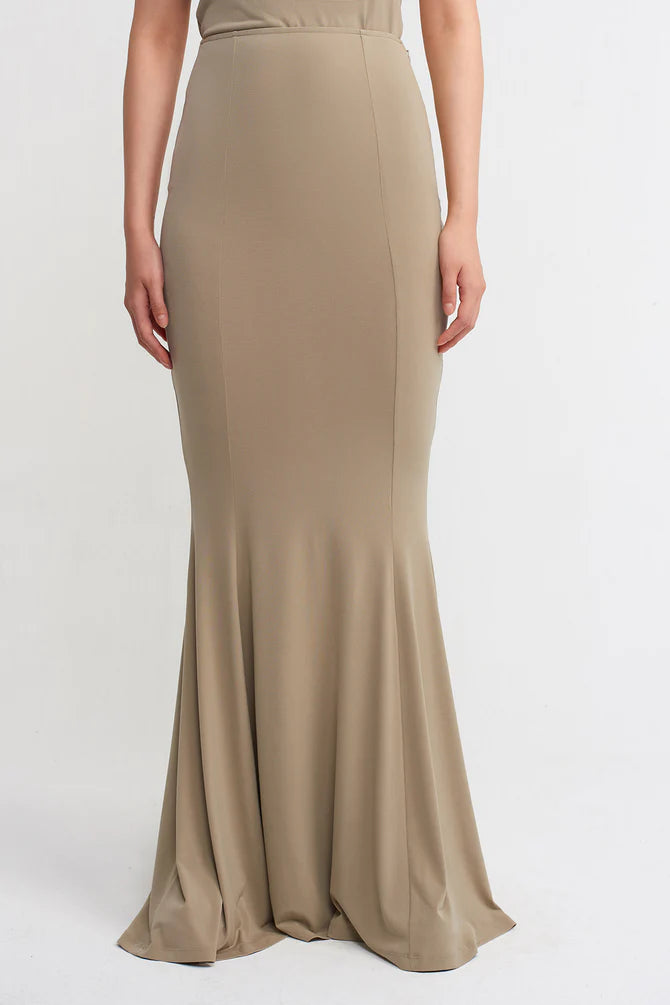NU Solid Maxi Mermaid Skirt Bronze