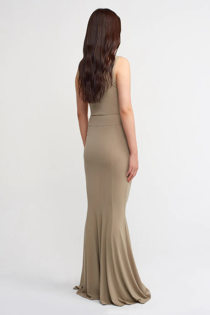 NU Solid Maxi Mermaid Skirt Bronze