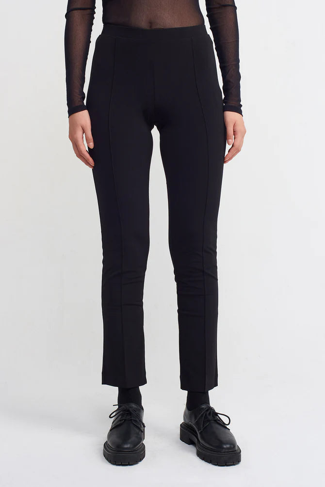 NU Mid Waist Slim Fit Trousers Black